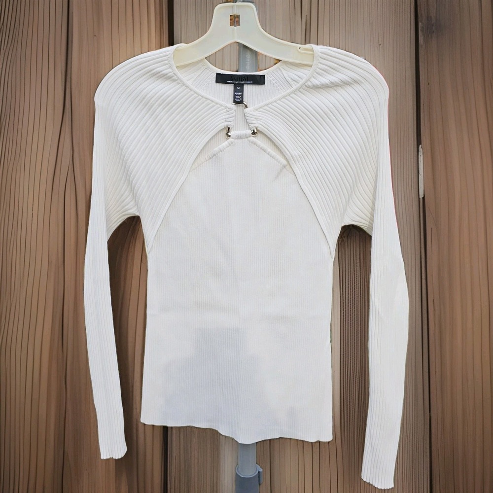 White House Black Market  Long Sleeve Cutout Hardware Pullover Sweater Size Med.